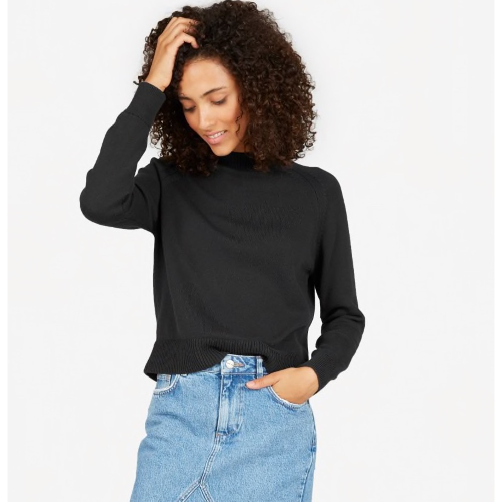 Everlane Cotton Mockneck Crop Washed Black M